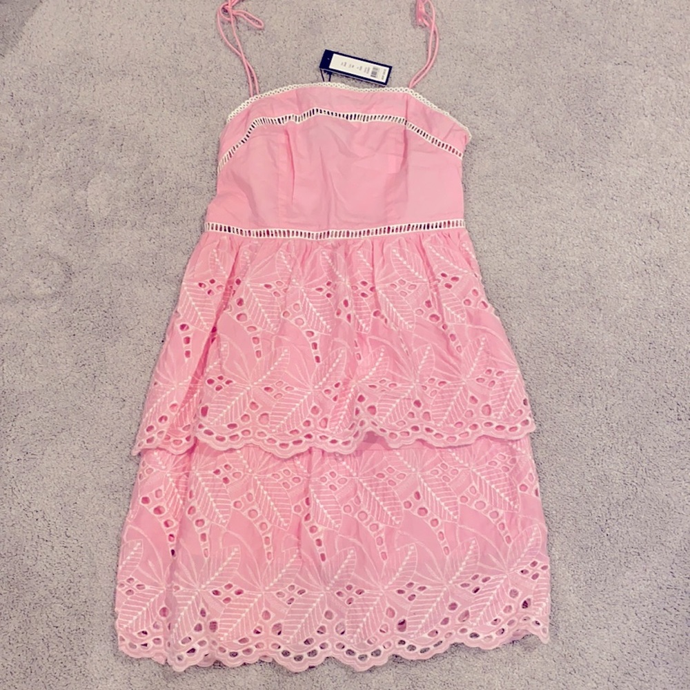Pink Dress With Embroidery - Crotchet Sz Small